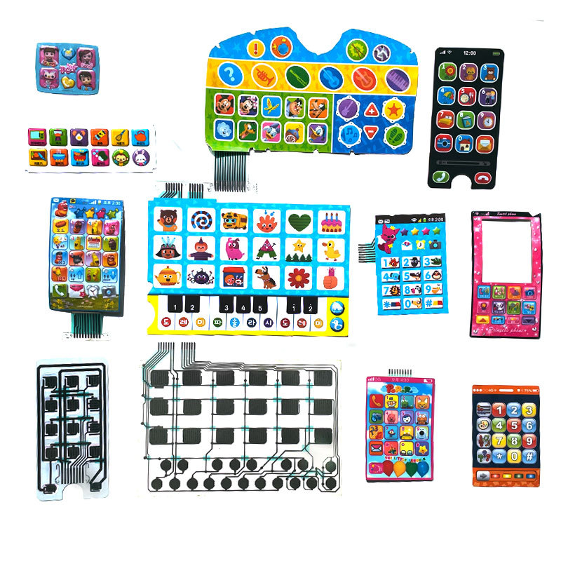 定 制儿童益智玩具机彩色薄膜按键开关IPD手机碳膜银浆导电线路