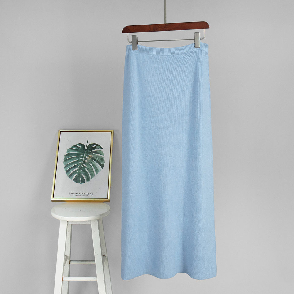 Bộ đầm áo len cổ cao dài tay phối chân váy dài dệt kim form rộng nữ — 50% Visco, 30% Polyester, 20% Nylon, Màu trắng be, Màu xanh lam, Màu xám chi tiết 27