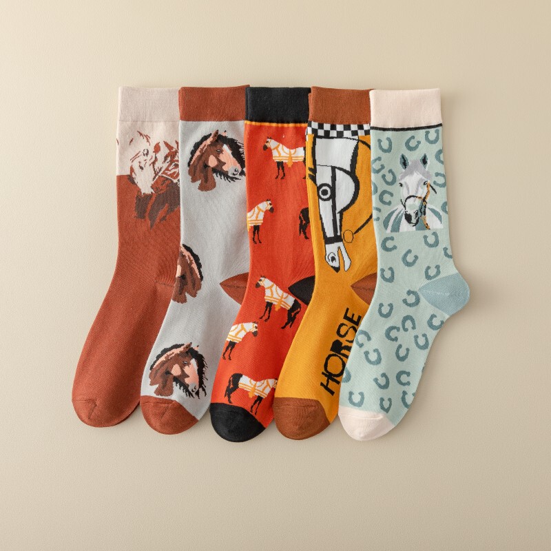 Cross-border New Amazon Socks European and American Fashionable Socks Mid-tube Socks Men's and Women's Stockings Cotton Autumn and Winter Personalized Fashionable Socks