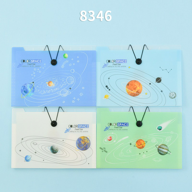 Carpeta de órgano de patrón 8 bolsas de almacenamiento a4 estudiantes de gran capacidad de carpeta de papel de prueba multicapa de clasificación de datos en el viento image 4
