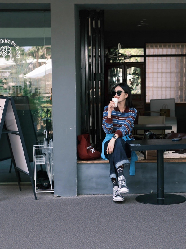GROVE车静媛同款miu系条纹polo衫25秋装女美式复古慵懒风宽松卫衣|undefined