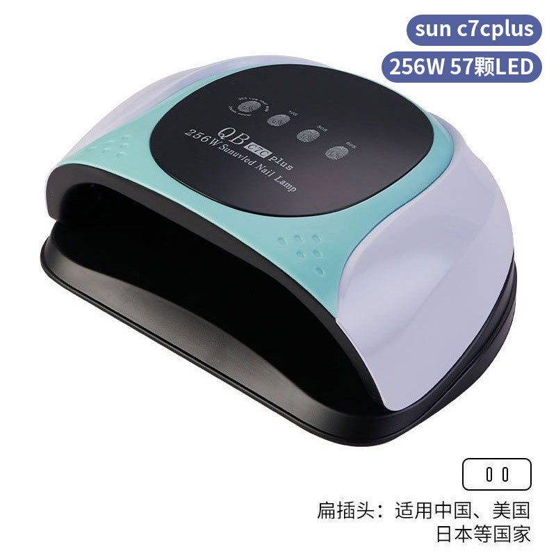 Lámpara de uñas de alta potencia de 256W con mango para principiantes, lámpara de curado de gel para esmalte de uñas, lámpara de fototerapia de secado rápido con colores deslumbrantes para uso transfronterizo.