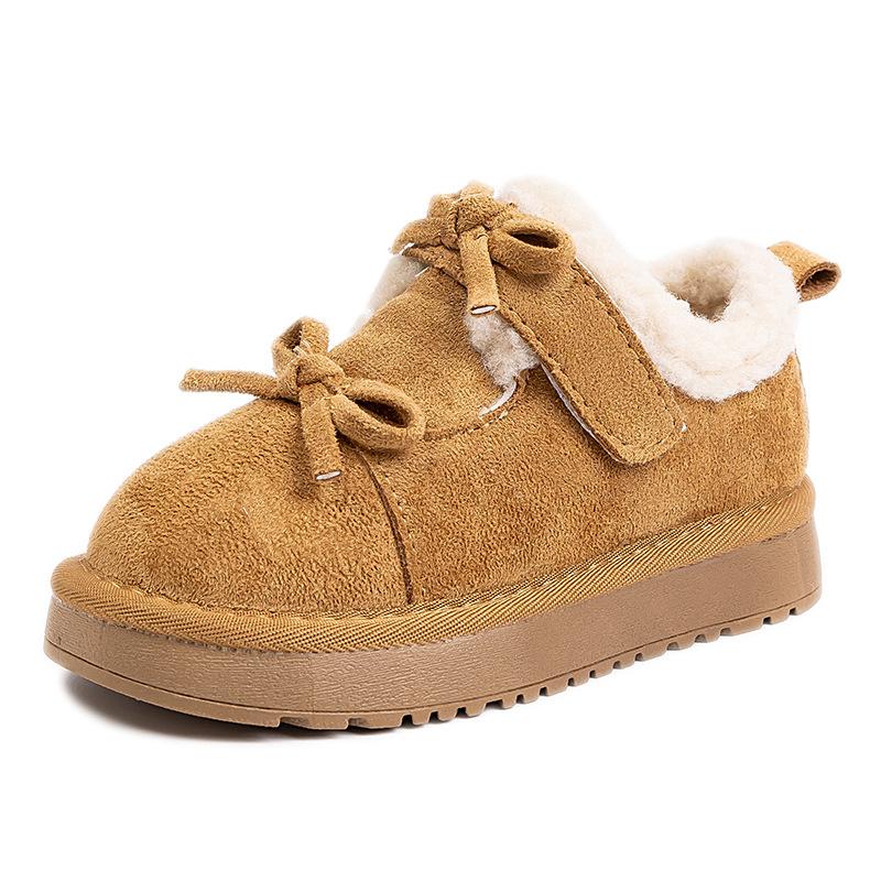 Zapatos de algodón para niñas 2025 invierno nuevo calentamiento zapatos de lana botas de nieve de doble arco para niños zapatos de invierno de algodón grande