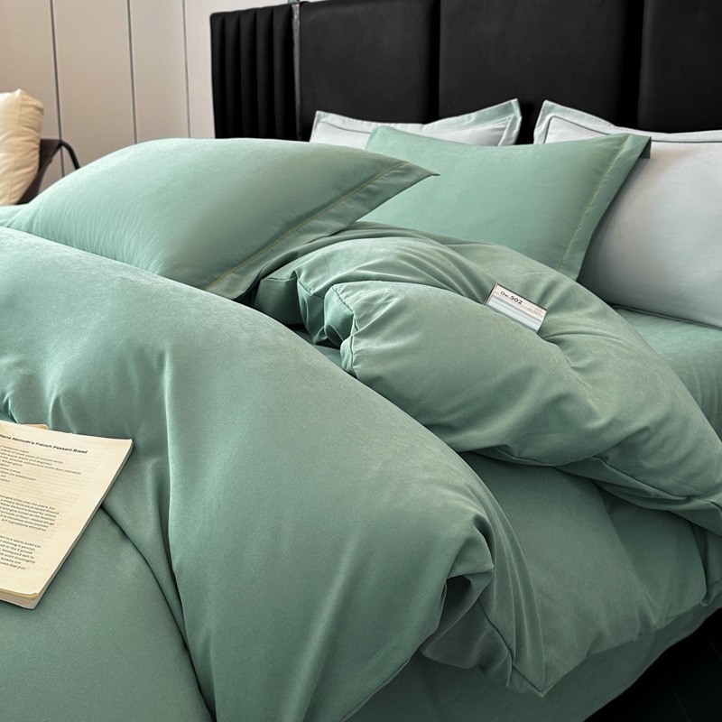 Spring and Summer 100% Antibacterial and Anti-Mite Four-Piece Set of Pure Cotton Fitted Sheets, Bedding Four-Piece Set, All-Cotton Quilt Cover Three-Piece Set