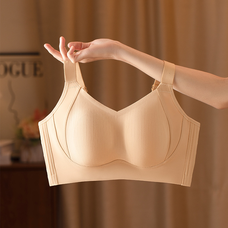 Non-Traceless Underwear Women's Large Chest Shown Small Beautiful Back Full Cup Thin Bra Anti-Sagging plus size Bra