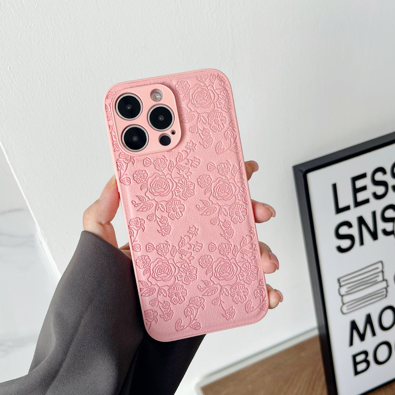 画面いっぱいの小さな花を圧印してiPhone16携帯ケースの単色シンプルなリンゴ15promax高級感を適用する|undefined