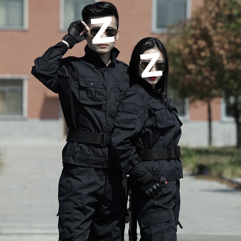 New Black Security Training Suit Men's Outdoor Camouflage Suit Special Forces Combat Suit Work Clothes Slim and Wear-Resistant
