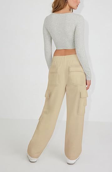 Women's Clothing New Multi Pocket Y2K Overalls Casual Loose Sports Fitness Wide Leg Pants_voghion.com