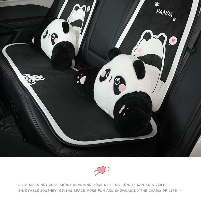 Stuffed Car Seat Cushion, High-End Cartoon Panda, Soft and Comfortable Car Seat Cushion, Autumn and Winter Warm Universal Seat Cover