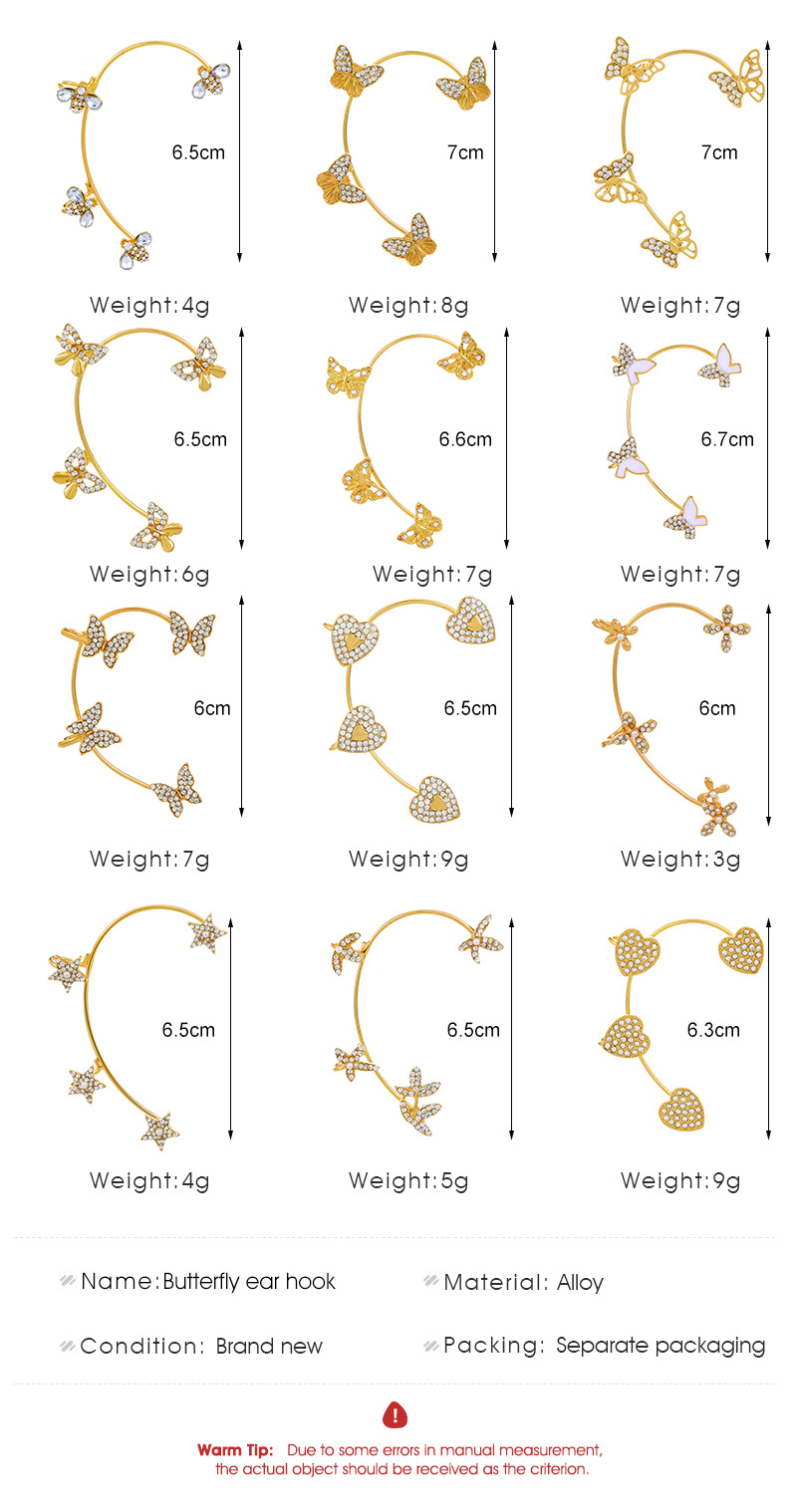 Fashion Diamond-studded Butterfly Ear Bone Clip Single display picture 1