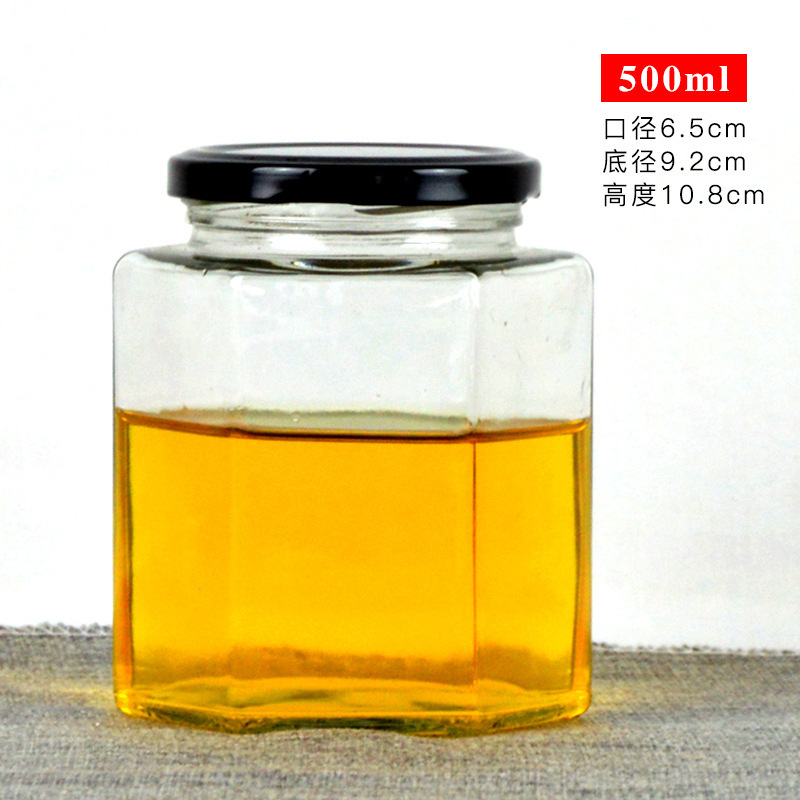 六棱玻璃瓶现货六角蜂蜜瓶子一斤酱菜瓶罐头瓶可蒸煮果酱燕窝瓶|undefined