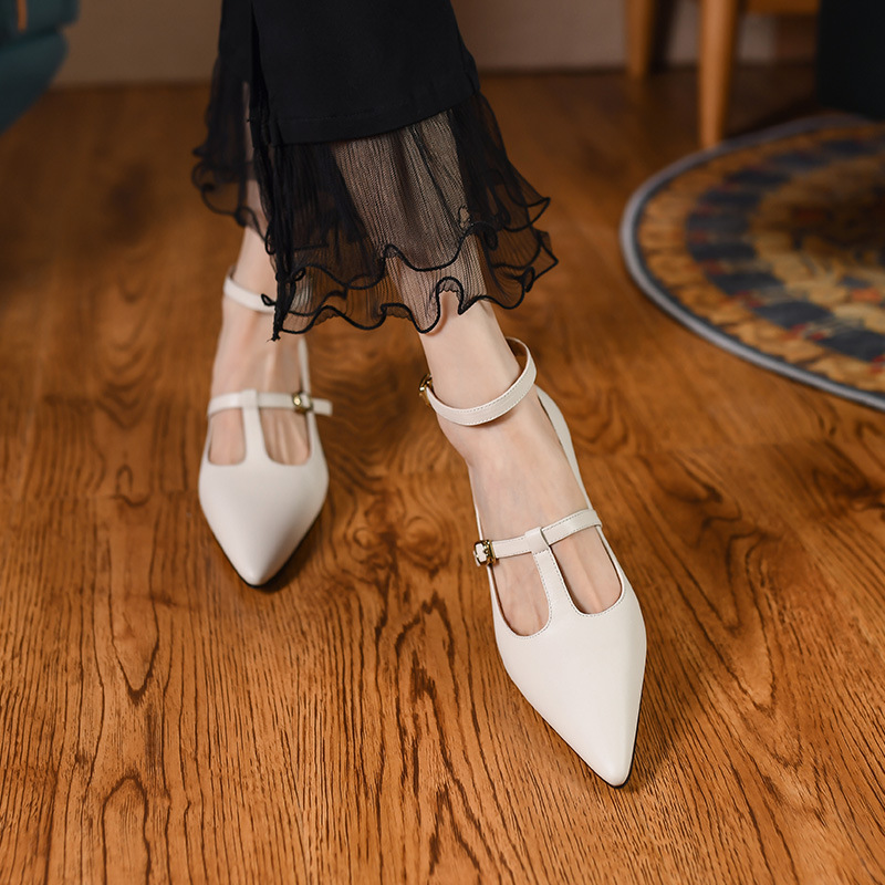 CHIKO Takala Pointy Toe Kitten Heels T-Strap Shoes