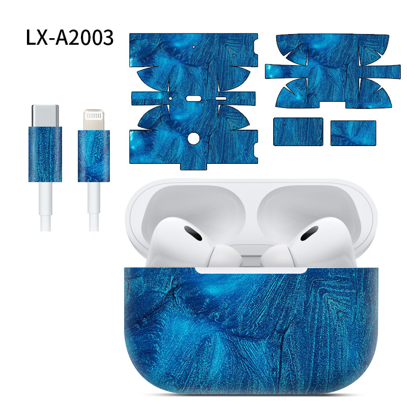 Adecuado para pegatinas de AirPods Pro2/Pro3, textura mate, película para auriculares Apple, película protectora de cobertura total