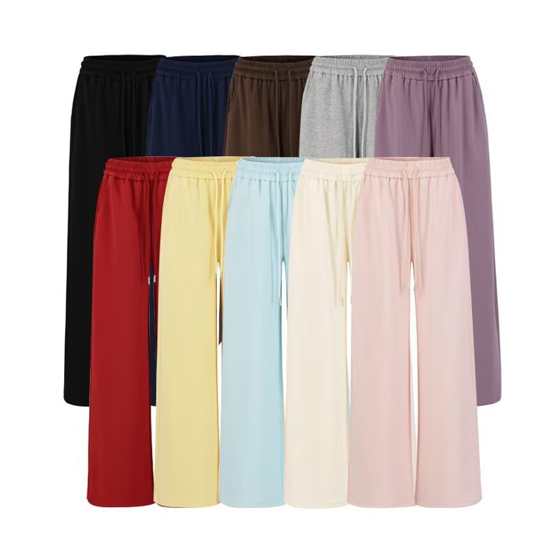 美式慵懒风休闲卫裤女秋冬新款松紧高腰百搭直筒裤宽松显瘦阔腿裤