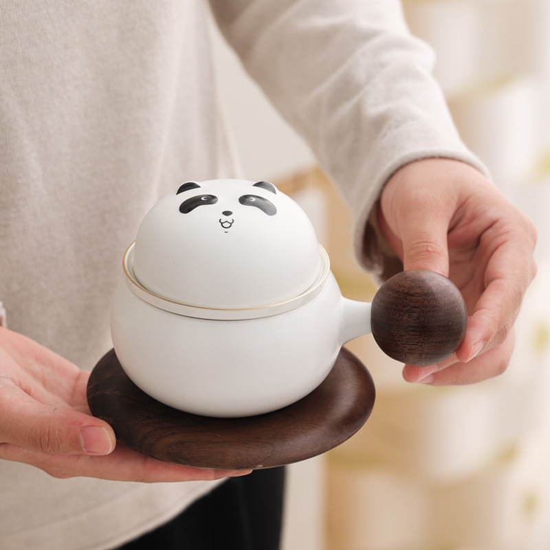 Guofeng panda taza de té y café taza de café taza de marca taza de cerámica regalo de mano set regalos comerciales LOGO