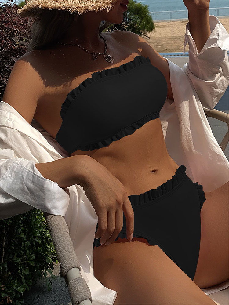 Bikini 2024 costum de baie din dantelă fără bretele pentru femei, cu talie înaltă, fără spate, triunghiular, divizat_voghion.com