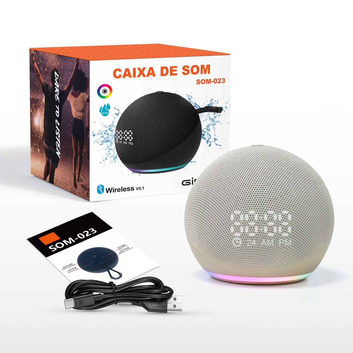 Alaxe transfronterizo con altavoces Bluetooth de pantalla altavoces inalámbricos soporte de pared de tela tarjeta de enchufe pequeño ventilador de escritorio de sonido