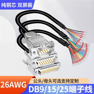 铁壳DB9串口线9针端子线并口线DB25 DB15连接线15芯单头带号码管-阿里巴巴