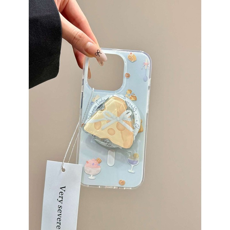 imd 大穴磁気吸引 ins スタイルライトブルー漫画少女 iPhone 携帯電話ケースクロワッサンチーズ磁気吸引|undefined