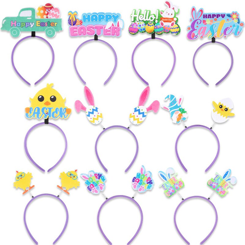 Cartoon Rabbit Easter Egg Headband Children's Costume Headwear Photo Props Flower Letter Headband Head Buckle