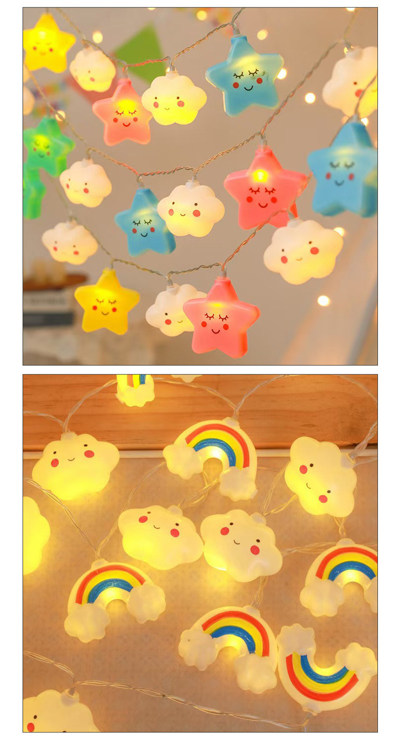 LED Star & Cloud String Lights – Battery/USB/Plug-in Hanging Decor For Bedroom, Camping, Parties (IP43, 10/20/40 LEDs, 2700K Warm White)_voghion.com