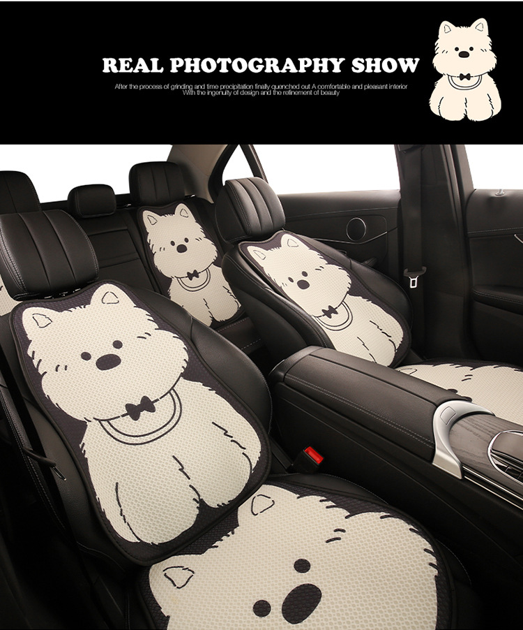 Car Seat Cushion, Breathable for Summer, Suitable for All Seasons, Black and White West Highland Women's Seat Cushion, Cute Seat Cover with a High-End Feel