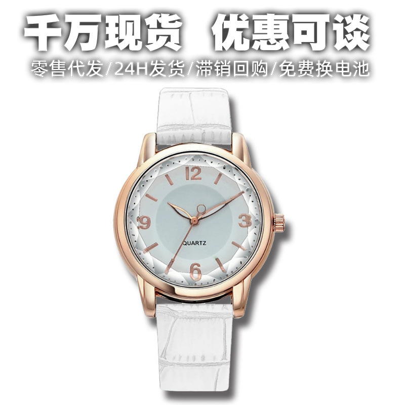Factory direct creative two-color contrast women's watch wholesale belt quartz Diamond Glass personality watch women