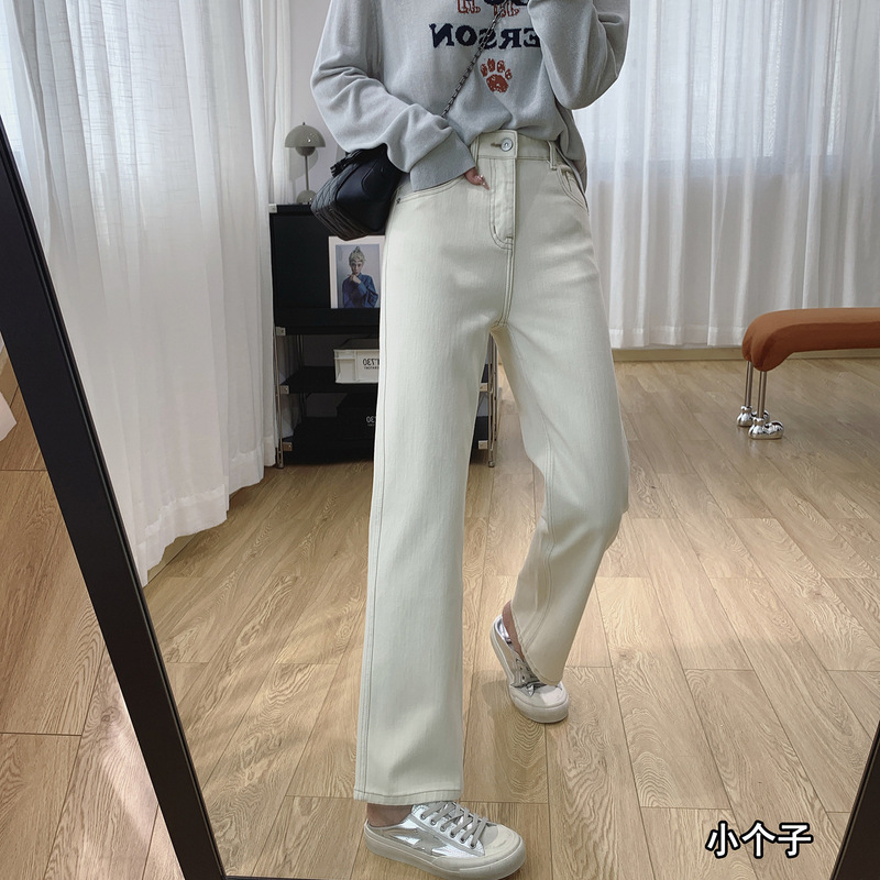 显瘦！四面弹高腰显瘦窄版直筒牛仔裤女秋季裤子春秋602750|undefined