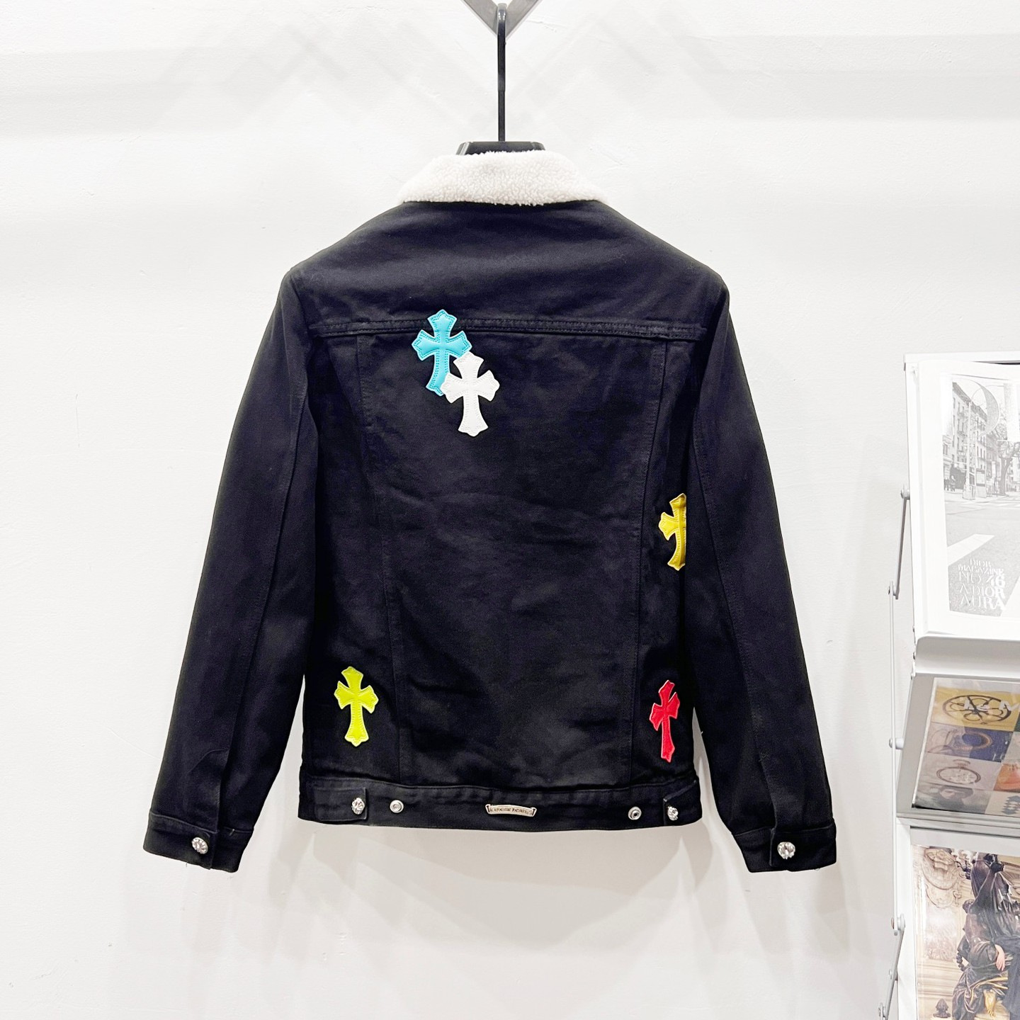 Chaqueta de Algodón con Paneles de Cuero Multicolor y Cuello de Borrego para Parejas | Transpirable y Antimanchas