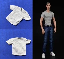 现货1/6兵人偶男装针织圆领短袖T恤上衣 短袖半截袖弹性上衣