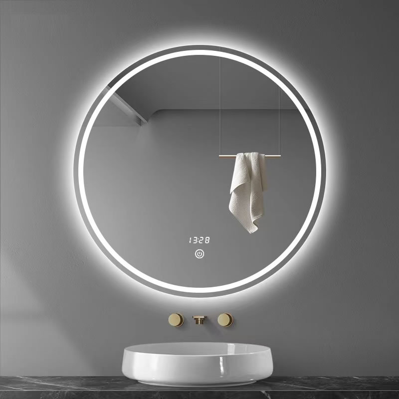Espejo de Baño Inteligente LED para Proyectos Hoteleros, Espejo Antivaho con Pantalla Táctil, Espejo de Pared para Baño con Luz, Espejo Redondo