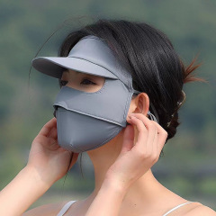 顔全体を隠す日焼け止めマスク女性紫外線防止マスク夏日焼け止め帽子一体運転氷糸顔ジニ