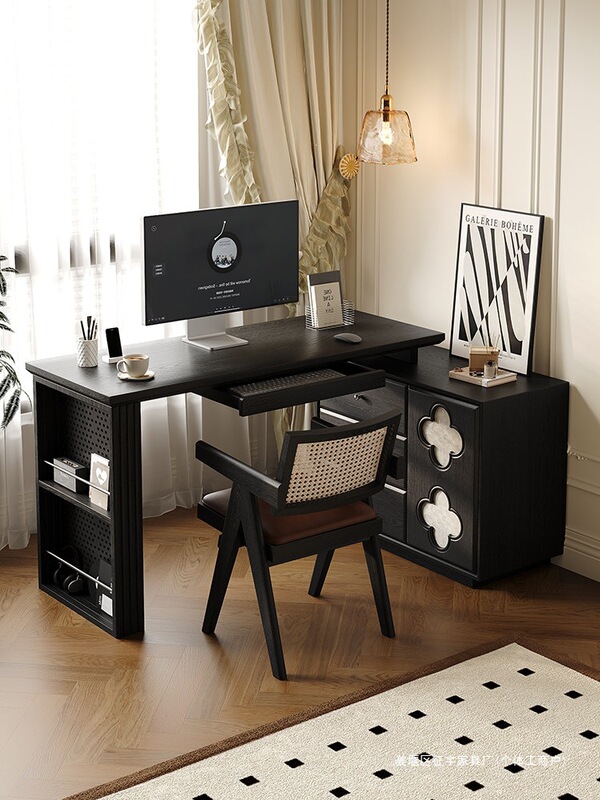 Medieval-Style Retractable Corner Computer Desk for Small Apartments, All-Solid Wood Chest of Drawers and Desk Integrated, Modern and Simple, for Bedroom Use Medieval-Style Retractable Corner Computer Desk for Small Apartments, All-Solid Wood Chest of Drawers and Desk Integrated, Modern and Simple, for Bedroom Use