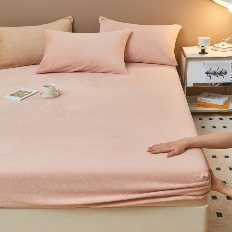 Winter thickened milk velvet bed hat one-piece mattress protection set three-piece Simmons bedspread live wholesale generation