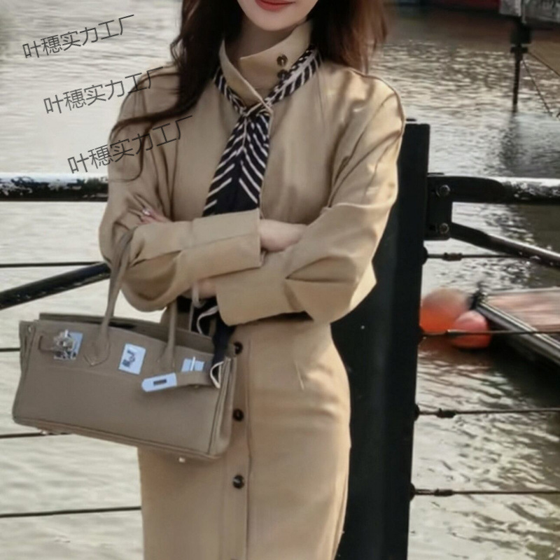 【高定显瘦】高级感气质立领风衣连衣裙女夏季新款心机法式外套新|undefined