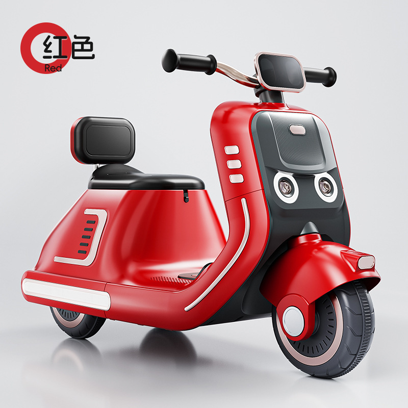 Niños coche eléctrico de tres ruedas motocicleta niñas varones coche de batería para niños se puede sentar coche de juguete de control remoto