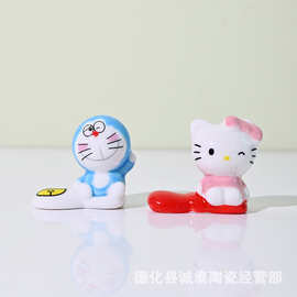 ZAKKA日式陶瓷筷子架可爱机器猫筷架kitty猫筷托旅游景区地摊热卖
