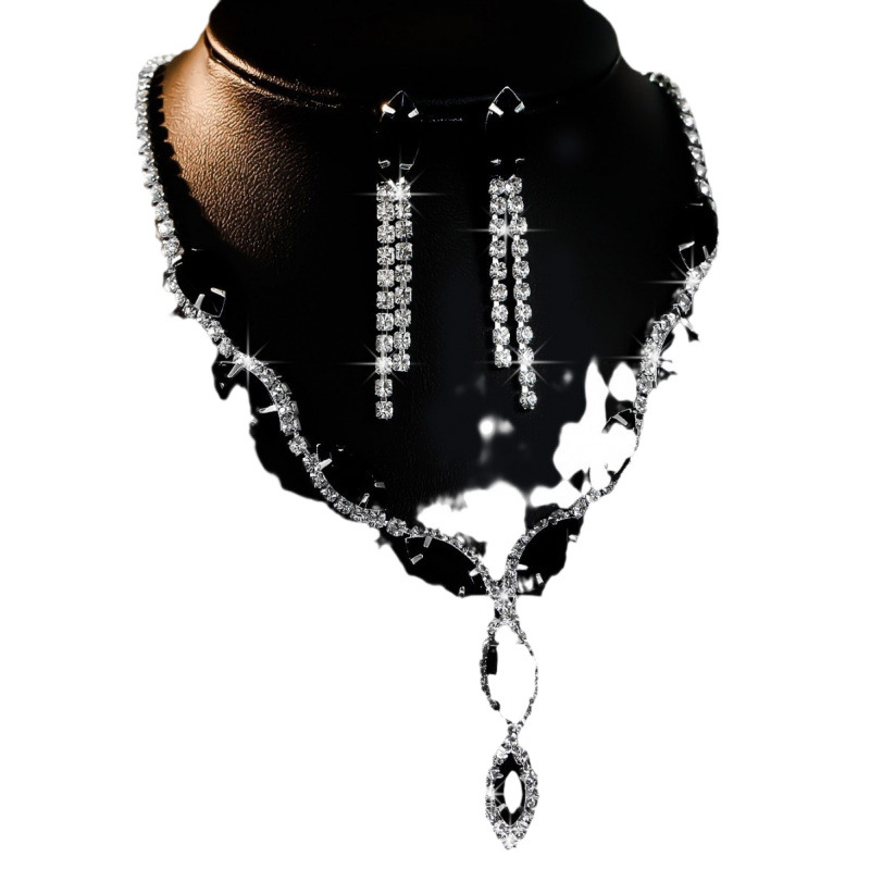 Brautschmuck Halskette Ohrringe Schmuckset Bankettkleid Halskette modische und vielseitige Temperamentaccessoires_voghion.com