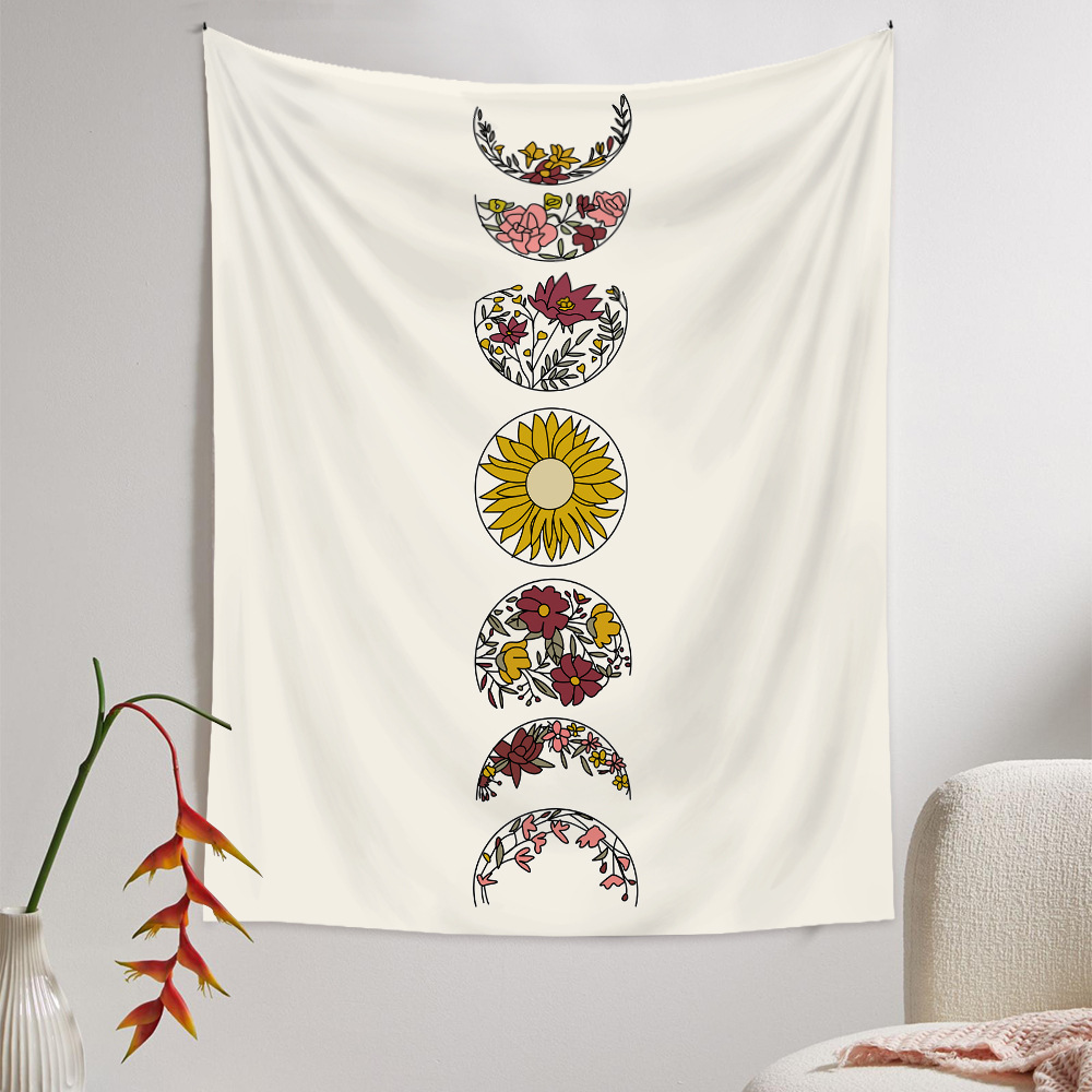 Bohemian Style Flower Moon Phase Diagram Room Decoration Tapestry Wholesale Nihaojewelry display picture 5