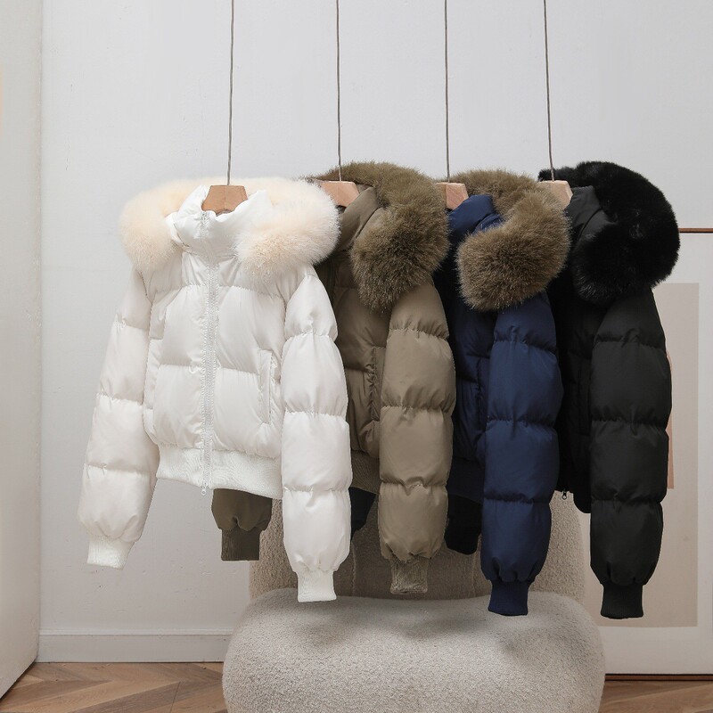90% White Duck down Short down Jacket for Women, 2025 Winter New Style, Large Fur Collar, Thickened Warm Coat, Korean Style for Petite Figures
