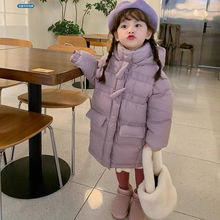 新款儿童中长款女童防寒服2025韩版中小童宝宝洋气连帽冬装外套潮