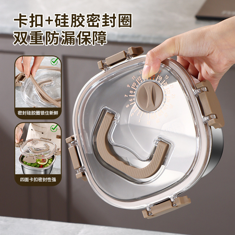 Caja de conservación fresca de acero inoxidable 304 con tapa, lonchera portátil para estudiantes de oficina de gran capacidad, caja de almacenamiento sellada para el hogar