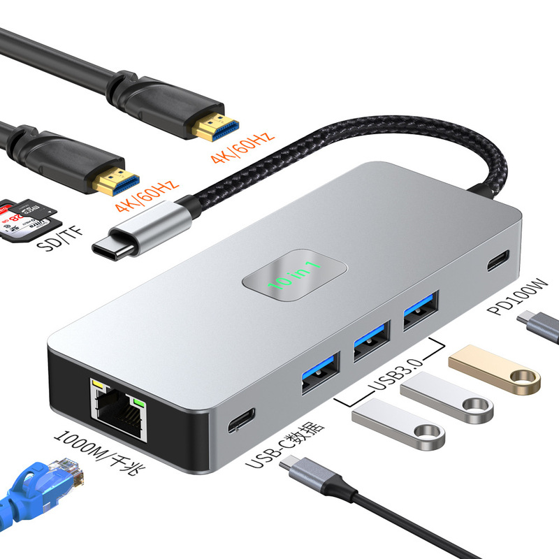 国境を越えたダブルhd 4k 60h異顕mstマルチスクリーン画面ギガビットネットワークカードhubノートtype-c拡張ドック|undefined