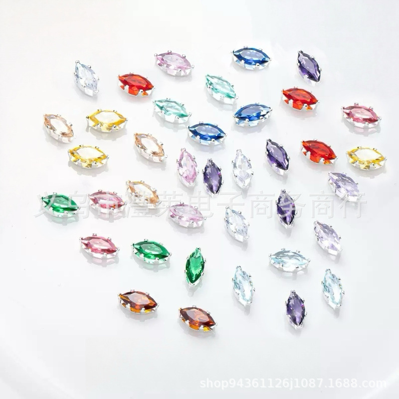 Six-prong marquise zircon claw rhinestones, synthetic claw rhinestones, DIY clothing and wedding dress handmade material accessories, factory wholesale Six-prong marquise zircon claw rhinestones, synthetic claw rhinestones, DIY clothing and wedding dress handmade material accessories, factory wholesale