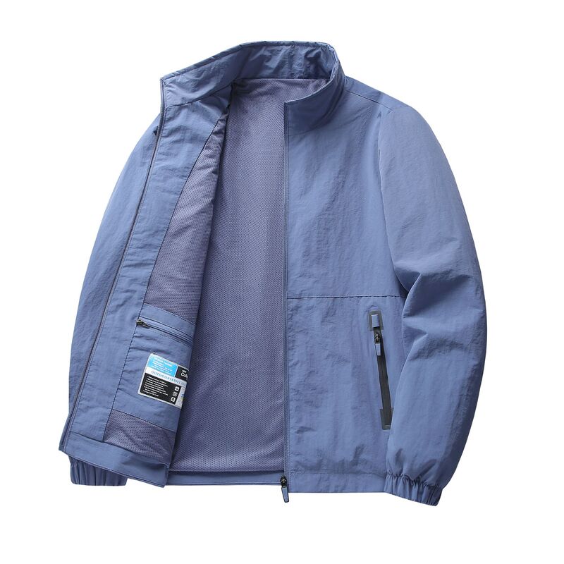 Cross-Border Popular Spring and Autumn Stand-Up Collar Jacket for Men, Loose Casual Men's Windbreaker, Thin Coat for Spring