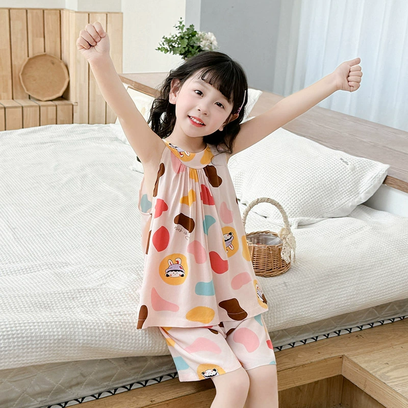 Летний тонкий детский набор из двух частей хлопковая шелковая юбка женский жилет без рукавов ребенок сладкий набор для девочек