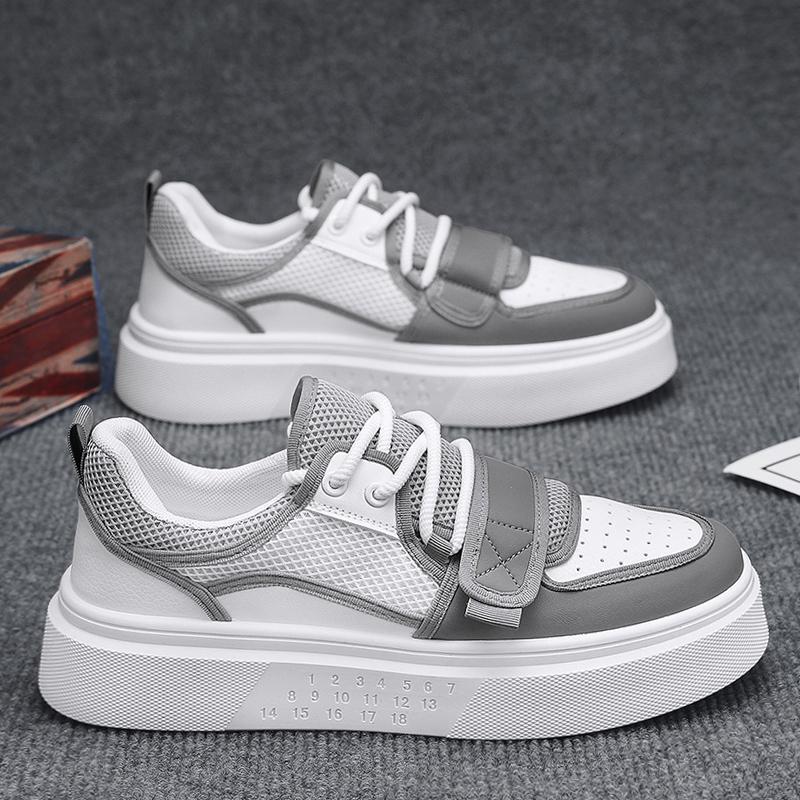 Zapatos de deporte de moda para hombre con hebilla de corte bajo, suela gruesa, zapatos casuales de aumento, malla para hombre, zapatos blancos deportivos para estudiantes transpirables
