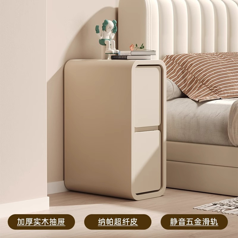 极窄实木床头柜家用卧室轻奢高级感黑色小型超窄夹缝床边收纳柜子|undefined