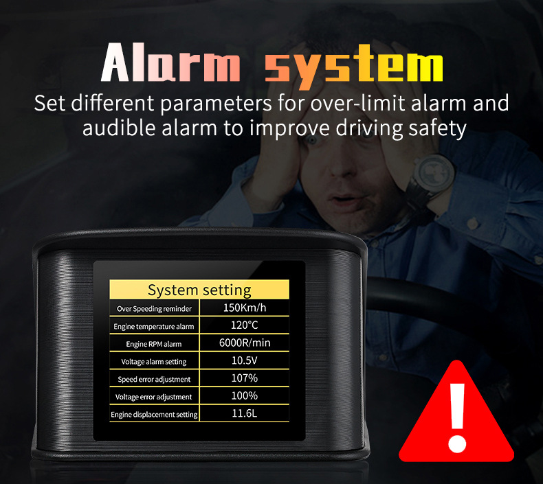 HUD Head-Up Display P10 Car LCD Speedometer Turbo Pressure OBD2 Multifunctional HUD Instrument