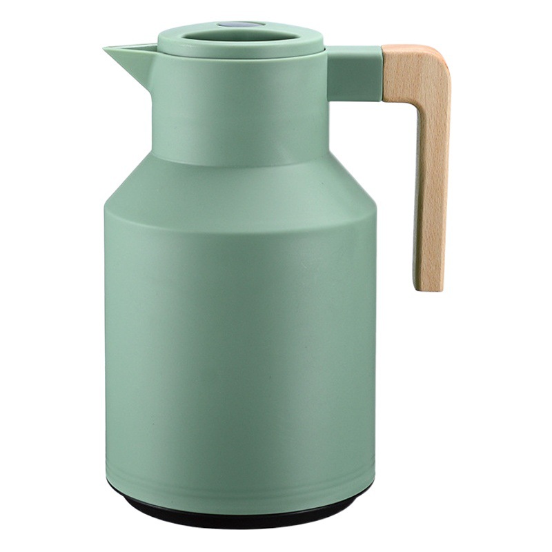 Termo de vacío portátil con mango de madera, estilo nórdico